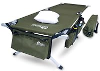 Earth Products Jamboree Military Style Folding Cot with Free Side Storage Bag System and Pillow (Green) from Earth Products