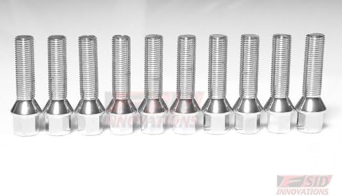 AUDI CHROME CONE TAPE 45MM WHEEL STUD BOLT M14X1.5X45 10pcs