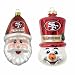 San Francisco 49ers Santa Cap and Top Hat Snowman Ornaments