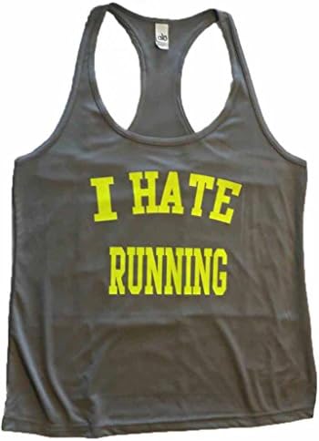 She Squats Clothing I Hate Running Tank Top Medium Gray