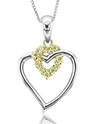 14k Gold Yellow Diamond Heart Pendant Necklace-0.10 carat