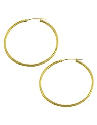 14 Karat Yellow Gold Satin Polish Tube Hoop Earrings (40 mm)