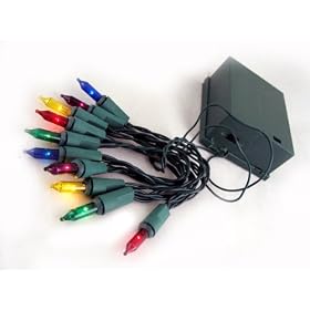 Set of 10 Battery Operated Multi-Color Mini Christmas Lights - Green Wire by Vickerman