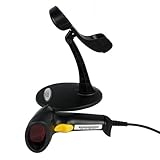 IMAGE OF USB Barcode Scanner Wired Handheld Automatic Scanning Barcode Scanner Reader w/ Adjustable Stand (Black)