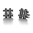 Stainless Steel Cufflinks for Men with Black Resin Inlay