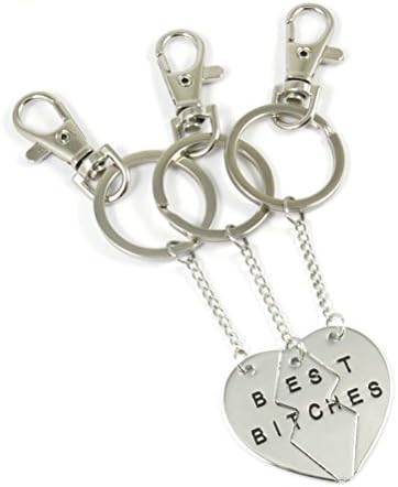 Best Bitches Keychain Charm, Best Friend Keychain, BFF Keychain,split Heart Keychain, Best Friend Forever Gift