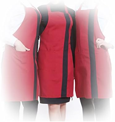 Kitchen Bib Aprons Cotton Polyester Commercial Restaurant,with pockets,Red-Black