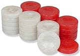 IMAGE OF Mother of Pearl Design Backgammon Chips in Red & White - 1.5