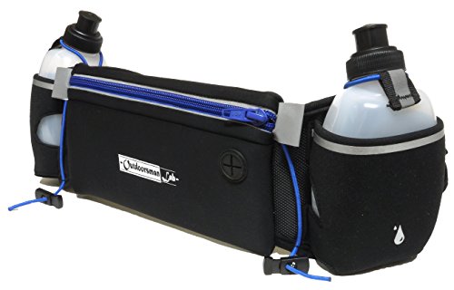 Hydration Running Belt with Water Bottles (2x BPA-free 10 Oz) Fits iPhone 6s plus- Light,Soft Neoprene Fuel Belt for Running,Race,Marathon,Hiking- Men & Women Runners belt with Water bottles
