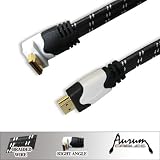 41OW8olwuwL. SL160  HOCHQUALITATIVES HDMI KABEL full HD1080p Neue Version 1.4 High Speed Ethernet und 3D 15.2GPS * Sound & Vision (90 Grad Winkel) mit 24k vergoldete Kontakte (stilvollen Geflochten Schwarz und Weiß 1 Meter)