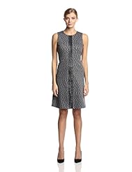 A-line Piping Cashmere/Cotton/Faux-Leather/Nylon/Rayon Sleeveless  Dress