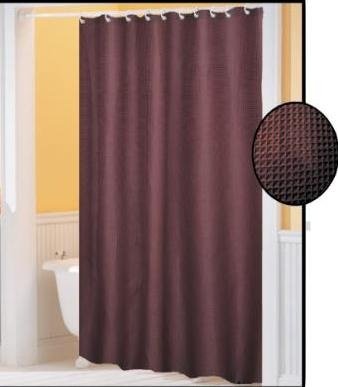 Waffle Weave Fabric Shower Curtain BROWN color