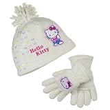 Girls' Hello Kitty Heart Fleece Hat/Gloves Set - White (4-14)