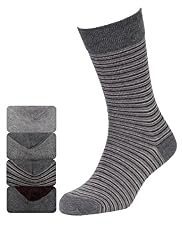 4 Pairs of Autograph Neutral Striped Socks with Modal