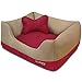 Blueberry Pet Fully Removable & Washable Dog Bed | Heavy Duty Dog Bed w/Durable YKK Zippers | Super Soft Dog Beds for Medium Dogs in Beige and Red Color | Cozy Dog Bed & Durable Dog Bed