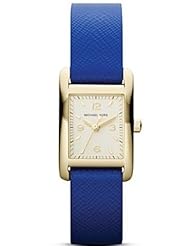Michael Kors MK2271 Womens Taylor Blue Leahter Strap White Dial Rectangular Watch