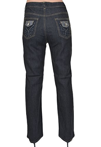 Diamond Flourish Embellished Straight Jeans (Dark Wash, 6)