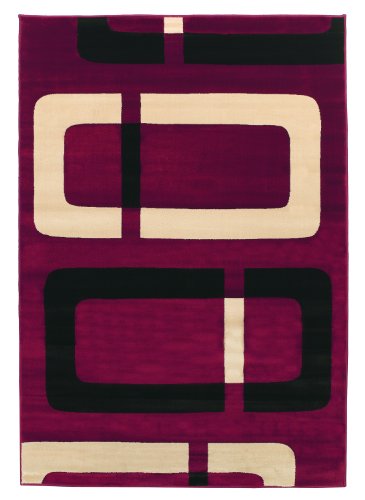 Charbel Red Retro Area Rug 7-Feet 10-Inch by 10-Feet 10-Inch