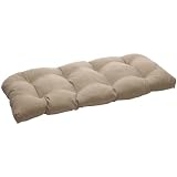 Pillow Perfect Outdoor Taupe Textured Solid Wicker Loveseat Cushion