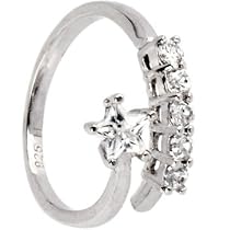 Sterling Silver 925 Cubic Zirconia JEWELED STAR Toe Ring