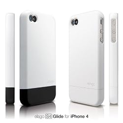 elago S4 Glide Case for iPhone 4 - Soft Feeling Snow White + Extra Bottom Clip + Front Protection Film + Back Protection Film included
