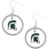 NCAA Michigan State Spartans Floating Logo Hoop Earrings