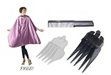 Wahl Clipper Attachments #12 And #10 Guide Combs With Flat Top Comb With Free Mauve Shampoo Cape