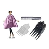 WahlClipperAttachments#12And#10GuideCombsWithFlatTopCombWithFreeMauveShampooCape