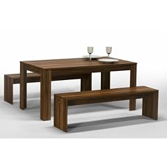 elegante Tischgruppe in modernem Design inklusive zwei Sitzb�nke - Farbausf�hrung: Merano Nussbaum