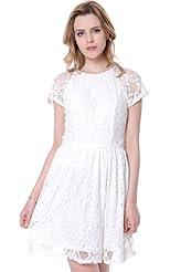Floral Print Tulle Vintage Lace Goddess Fit-and-Flare Mini Dress 