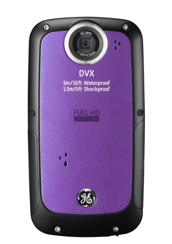 Find Cheap GE DVX Waterproof/Shockproof 1080P Pocket Video Camera (Amethyst) with 2GB SD Card