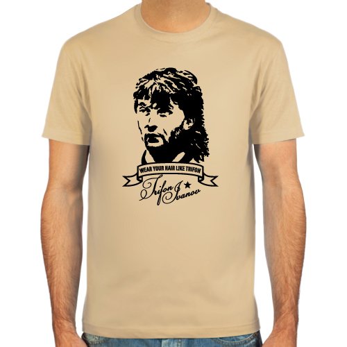 T-Shirt Trifon “Vokuhila” Ivanov ::: Farbauswahl: skyblue, sand, weiß oder deepred ::: Fußball-Kult