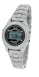 Q&Q #LLA3J301Y Women's Metal Stainless Steel Band Alarm LCD Digital Watch