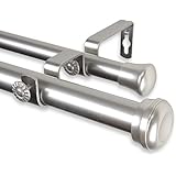 Rod Desyne 1" Rosen Double Curtain Rod, 66-120", Satin Nickel