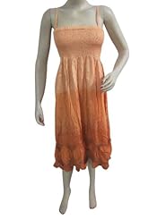 Summer Shirred Stretchy Tie Dye Print Spaghetti Strap Cotton  Dress