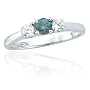 10k White Gold Blue and White Diamond 3-Stone Ring (1/4 ct center, 1/2 cttw)