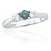 10k White Gold Blue and White Diamond 3-Stone Ring (1/4 ct center, 1/2 cttw)