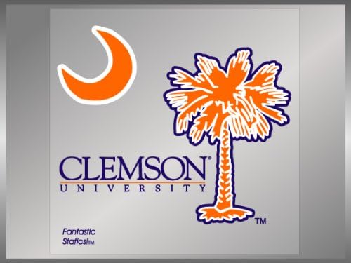 CLEMSON TIGERS SOUTH CAROLINA PALM TREE 4" Static Cling Vinyl Decal