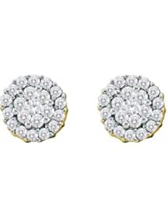 14KT Yellow Gold 0.75 CTW Diamond Ladies Flower Earrings