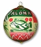 Hawaii Painted Glass Christmas Ornament Aloha Quilt