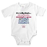 Knit Baby Infant Bodysuit Onesie - 5.5oz.100% Cotton Jersey Knit - with 3 snap bottom in White Light Pink or Baby Blue I'm a princess mommy a queen and daddy is around here somewhere
