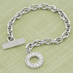 Personalized Rhinestone Toggle Bracelet