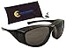 Ideal Eywear Fit Over Sunglasses with Polarized Lenses - Wear Over Glasses - Great for Fishing, Boating, Golf, Driving (Black Frame/Smoke Lens, Large)