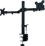 WALI Dual LCD Monitor Desk Mount Stand Fully Adjustable Fits Two Screens 10- 27", Full Motion, Tilt, Swivel, Rotate, 22 lbs Capacity, C-Clamp Base and Optional Grommet Base (WL-M002)