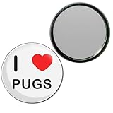 I Love Pugs - 55mm Round Compact Mirror