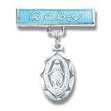 Sterling Silver Christening Baptism Baby Infant Pins Godchild Religious Mary Angel Boy Blue
