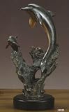 Dolphin Sculpture Bronze Color Resin 19