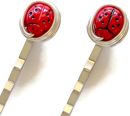 Red and Black Ladybug Hair Pins