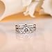 Bamoer Set of 2 18K White Gold Plated Princess Cut Big Round Cubic Zirconia 3 Stone Engagement Wedding Ring Set for Her Women Girls Sizes 6 to 9