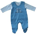 Kanz 0846621 - Strampler mit T-Shirt 1/1 Arm blau, Spruch Cannot be exchanged
